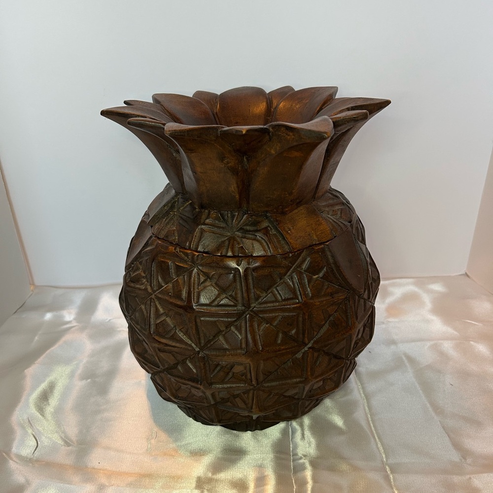 Decorative Pineapple Decor 12" Tall With Removable Top Resin Brown‎ Textured